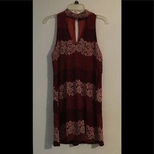 NEW WET SEAL Wine/Apricot Lace Choker Mini Dress L